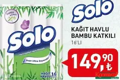 SOLO KAĞIT HAVLU BAMBU KATKILI 16'LI SOLO KAĞIT HAVLU BAMBU KATKILI 16'LI